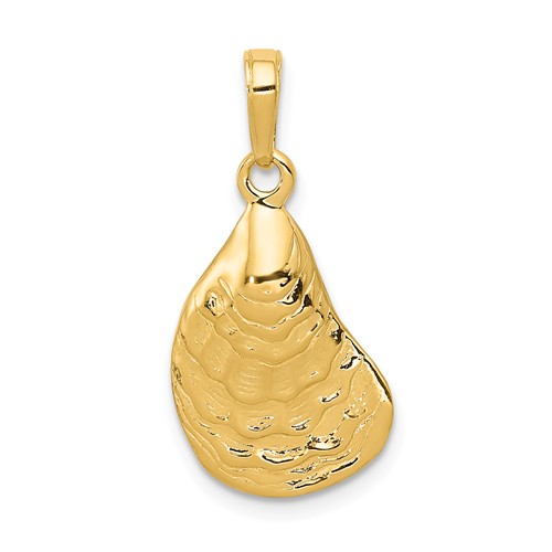 14k Yellow Gold Oyster Shell Pendant 5/8in