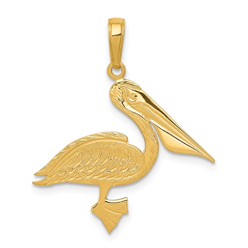 14k Yellow Gold Pelican Pendant 3/4in