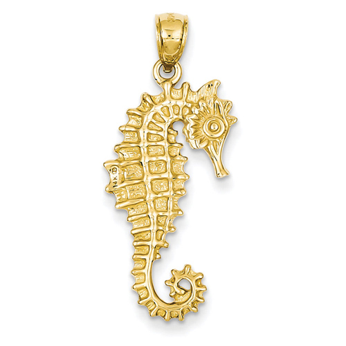 14kt Yellow Gold 1in Seahorse Pendant