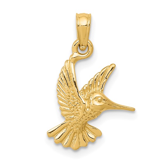 14kt Yellow Gold 1/2in Hummingbird Charm