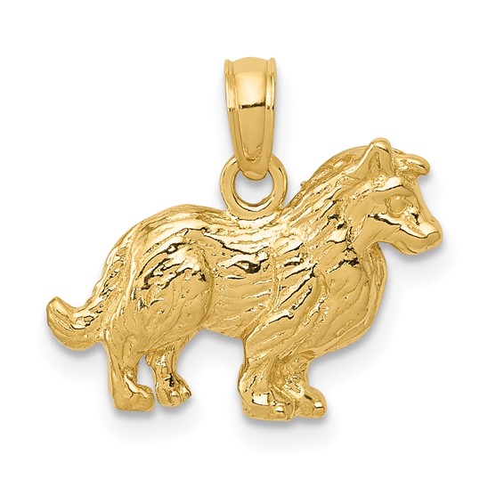 14kt Yellow Gold Collie Dog Pendant