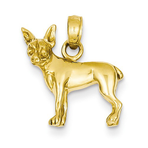 14kt Yellow Gold 1/2in Chihuahua Dog Pendant