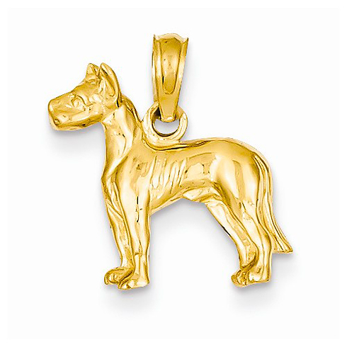 14kt Yellow Gold 1/2in Great Dane Pendant