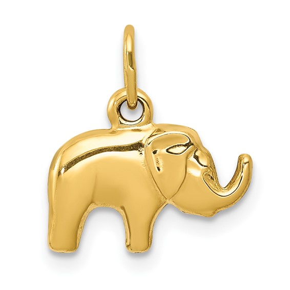 14kt Yellow Gold 3/8in Elephant 3-D Charm