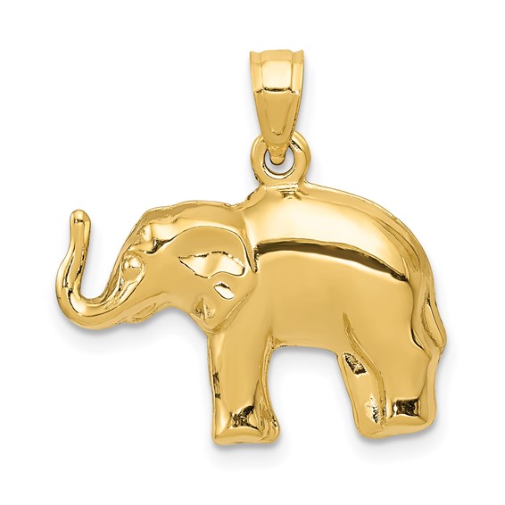 14kt Yellow Gold 1/2in 3-D Elephant Charm