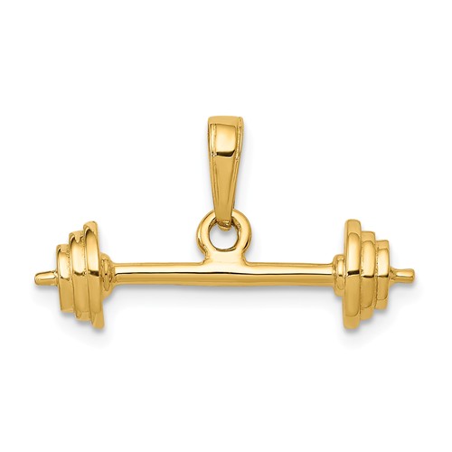 14k Yellow Gold 3-D Small Barbell Pendant