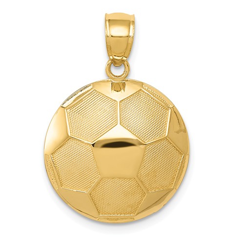 14k Yellow Gold Concave Soccer Ball Pendant 5/8in