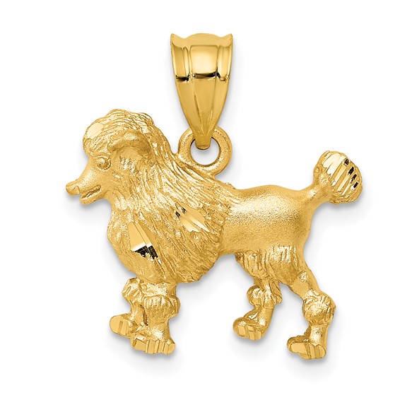 14kt Yellow Gold 1/2in Diamond-cut Poodle Charm