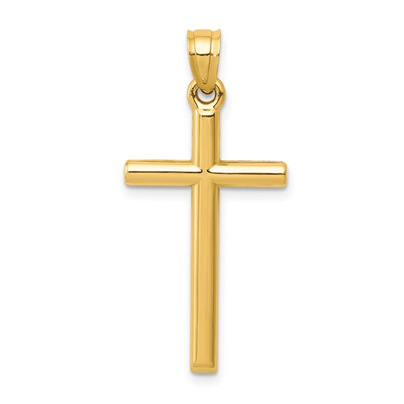 14kt Yellow Gold 15/16in Hollow Rounded Cross