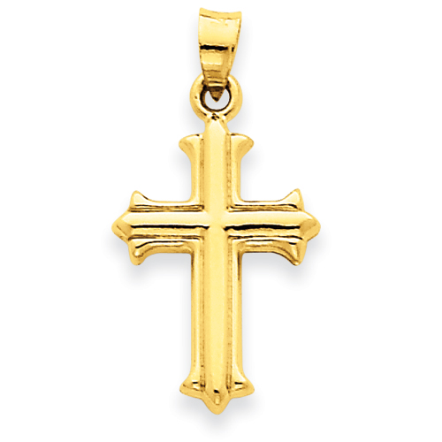 14kt Yellow Gold 3/4in Hollow Cross Pendant
