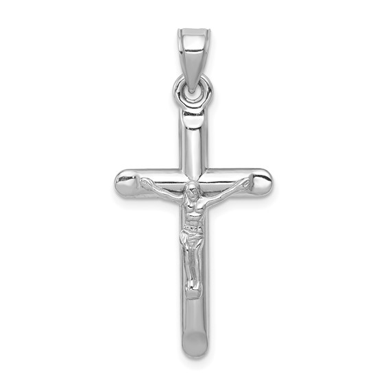 14kt White Gold 1in Hollow 3-D Crucifix Pendant