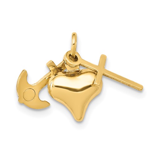 14kt Gold 3/8in Faith, Hope and Charity Charm