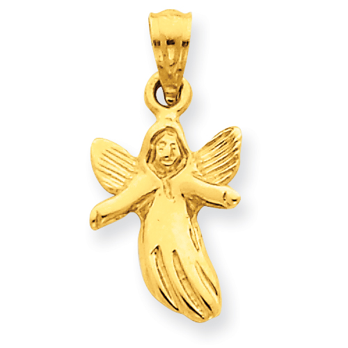 14k Yellow Gold Polished Angel Charm 1/2in
