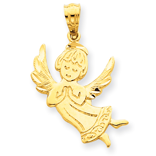 14kt Yellow Gold 3/4in Praying Angel Pendant