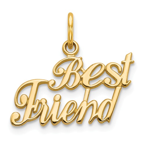 14k Yellow Gold Best Friend Script Charm