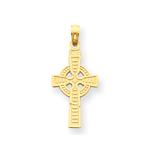 14kt Yellow Gold Reversible God is Love Celtic Cross 7/8in