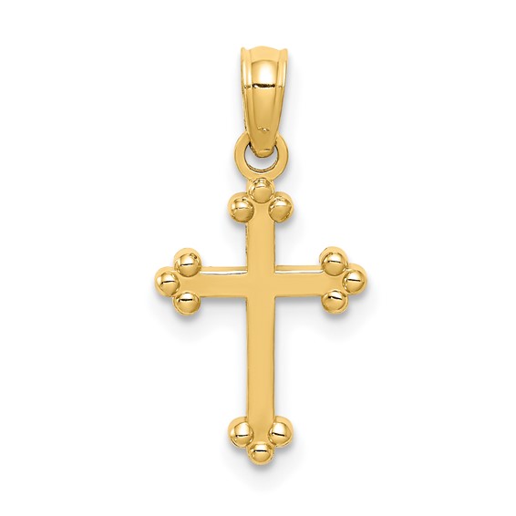 14kt Yellow Gold 1/2in Budded Cross Charm