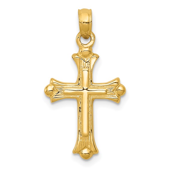 14kt Yellow Gold 3/4in Budded Cross Charm