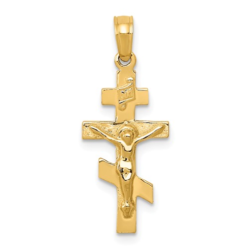 14kt Yellow Gold 3/4in Eastern Orthodox Crucifix