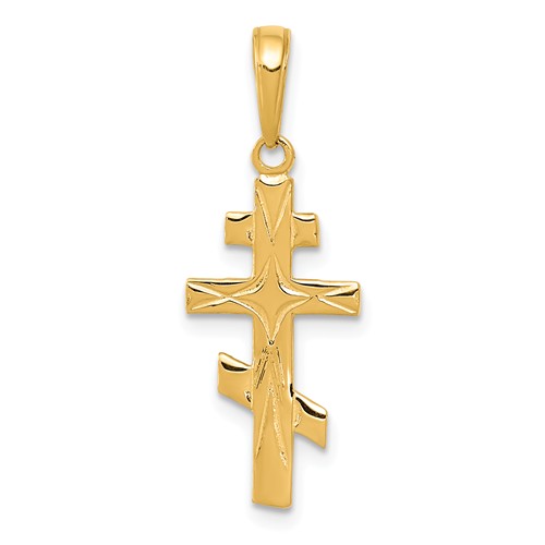 14kt Yellow Gold 3/4in Eastern Orthodox Cross Pendant