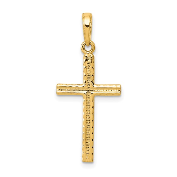14k Yellow Gold 7/8in Latin Cross Pendant