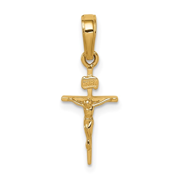 14kt Yellow Gold 9/16in Small INRI Crucifix