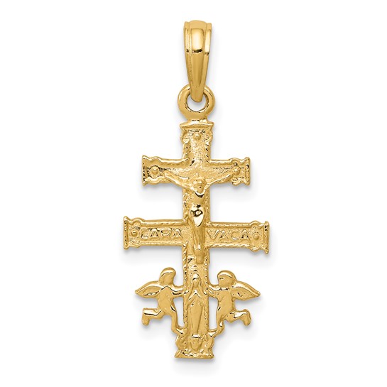14k Yellow Gold Small Cara Vaca Crucifix Pendant