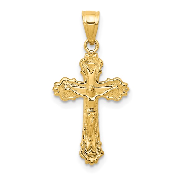 14k Yellow Gold Crucifix Pendant with Budded Ends 3/4in