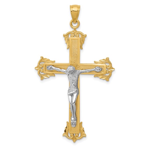 14kt Two-Tone Gold 1 1/2in Crucifix Pendant