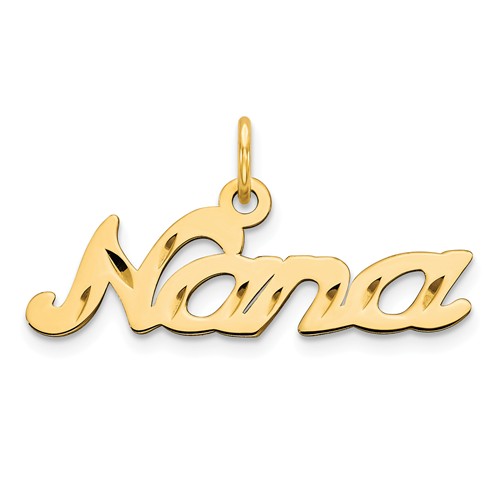 14k Yellow Gold Script Nana Pendant
