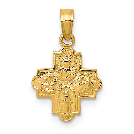 14kt Yellow Gold 1/2in Miniature Four Way Medal