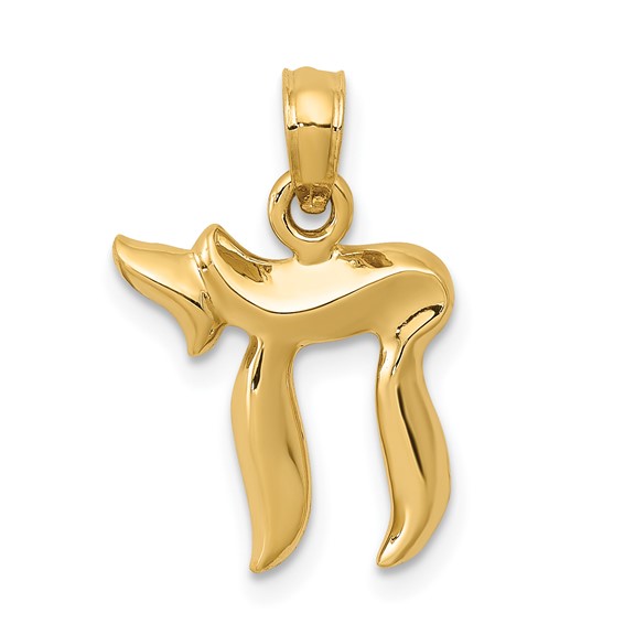 14kt Yellow Gold 1/2in Chai Charm