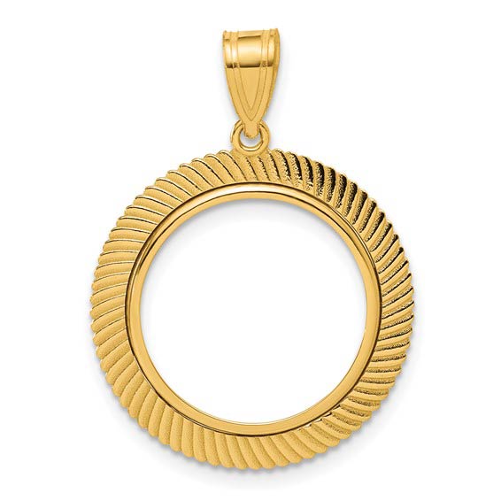 14k Yellow Gold Scalloped Edge Prong Set Bezel for 1/10 Oz American Eagle Coin