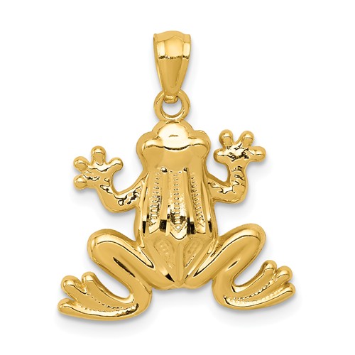 14k Yellow Gold Frog Pendant 5/8in
