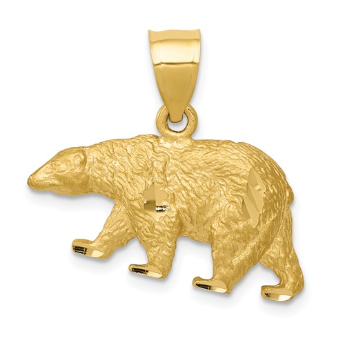 14k Yellow Gold Walking Bear Pendant