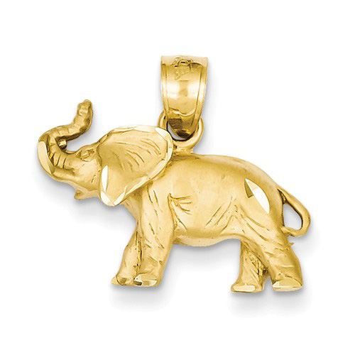 14kt Yellow Gold Diamond-cut Elephant Pendant