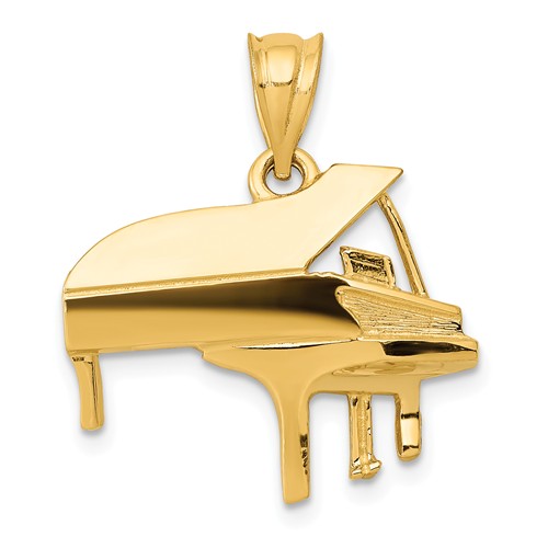 14k Yellow Gold Baby Grand Piano Pendant 5/8in