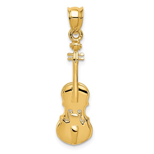 14k Yellow Gold Violin Pendant 1in C412 Joy Jewelers