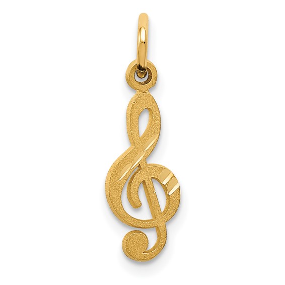 14kt Yellow Gold 1/2in Treble Clef Charm