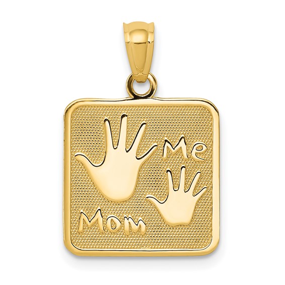 14kt Yellow Gold 1/2in Mom and Me Hands Pendant