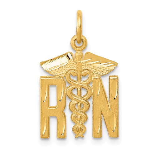 14k Yellow Gold Nurse Charm with Large RN Letters