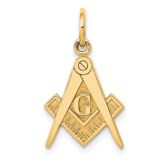 14kt Yellow Gold 5/8in Masonic G Compass and Square Charm