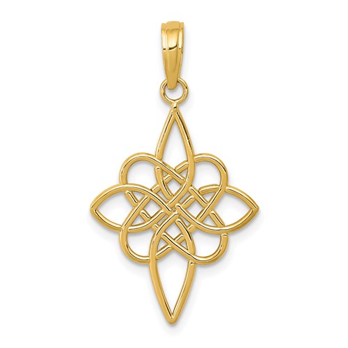 14k Yellow Gold Pointed Celtic Knot Pendant 7/8in