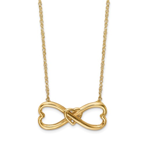 14k Yellow Gold Infinity Wrapped Heart Necklace 18in