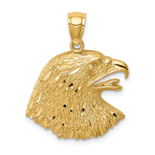 14k Yellow Gold Diamond-Cut Eagle Pendant 3/4in