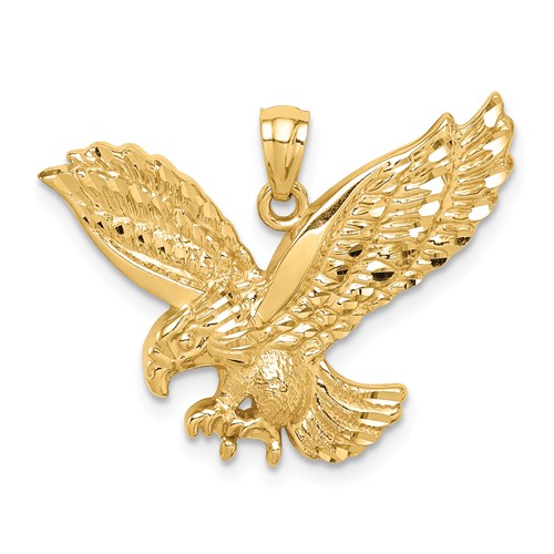 14k Yellow Gold Eagle Pendant 3/4in