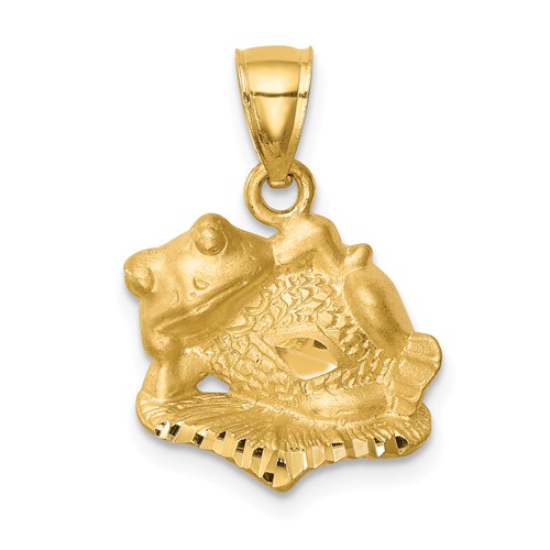 14k Yellow Gold Frog Pendant 1/2in