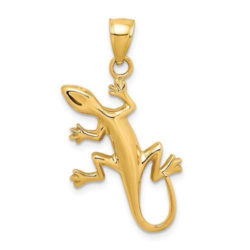 14k Yellow Gold Gecko Pendant 7/8in