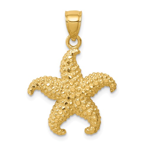 14k Yellow Gold Ochre Starfish Pendant 3/4in