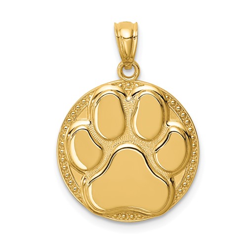 Men's 14K Gold Finish Little Dog Paw Pendant Fully  Rapper Necklace 